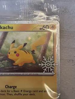 Pikachu 025/165 Pokemon Holiday Calendar Snowflake Stamped Holo - Image 3