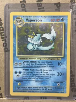PokÃ©mon TCG Vaporeon Holo Rare Card 12/64 Jungle No Symbol Error - Image 1