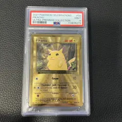 PokÃ©mon TCG Pikachu Gold Metal Card #58 Celebrations UPC PSA 9 MINT ðŸƒ - Image 1