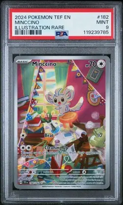 2024 Pokemon Temporal Forces MINCCINO Illustration Rare 182 PSA 9 - Image 1