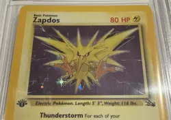 NM+ 1999 Zapdos 1st edition 15/62 Fossil Holo pokemon card BGS 7.5 - Image 3