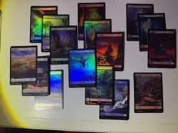 Magic Final Fantasy FOIL Basic Lands Complete Set of 16 - Full Art Land MTG NM - Image 1