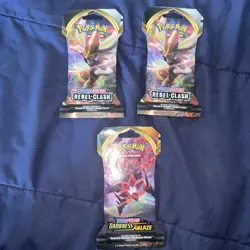 3 pokemon Trading Card Game : Sword & Shield Rebel Clash Booster 3 packs  - Image 1