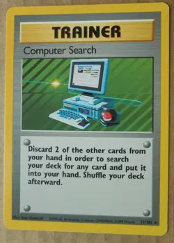 Computer Search 71/102 Rare Non-Holo Base Set PokÃ©mon Trainer Card NM - Image 1