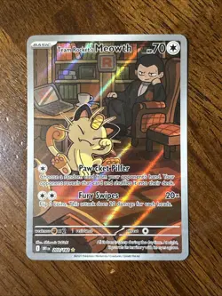 Team Rockets Meowth 203/182 SV10 Destined Rivals Illustrated Card Mint Condition - Image 3