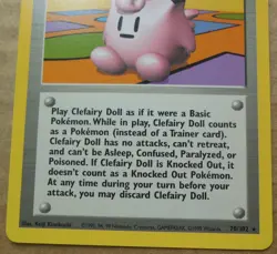 Clefairy Doll 70/102 Rare Non-Holo Base Set PokÃ©mon HP 10 Trainer Card NM - Image 3