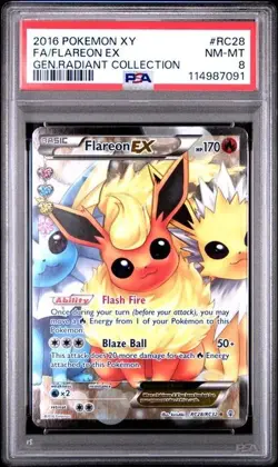 2016 POKEMON XY GENERATIONS RADIANT COLLECTION #RC28 FLAREON EX FULL ART PSA 8 - Image 1