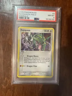 Pokemon Rayquaza Holo Rare Card 9/106 EX Emerald 2005 PSA 8 - Image 1