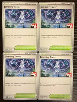 [4x Playset] Jamming Tower 153/167 TWM Play! Prize Pack English PokÃ©mon Card NM - Image 1