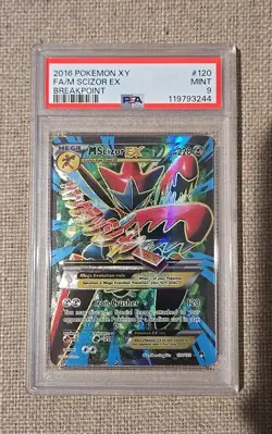 2016 POKEMON XY BREAKPOINT #120 FULL ART/M SCIZOR EX PSA 9 - Image 1