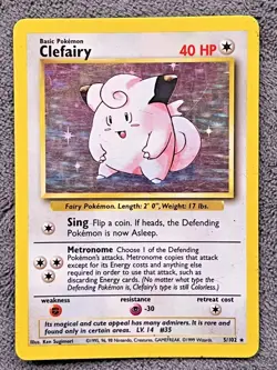 PokÃ©mon TCG Clefairy Holo Rare Card 5/102 Base Set - Image 1