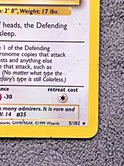 PokÃ©mon TCG Clefairy Holo Rare Card 5/102 Base Set - Image 5