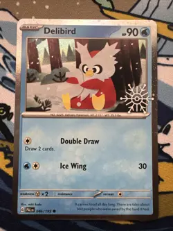 Delibird 046/193 PokÃ©mon TCG Holiday Calendar 2025 Festive Stamp Promo Card NM - Image 1