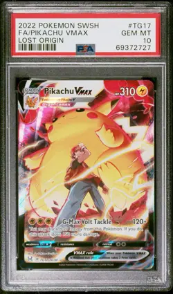 2022 POKEMON SWORD & SHIELD LOST ORIGIN #TG17 FULL ART/PIKACHU VMAX PSA 10 - Image 1