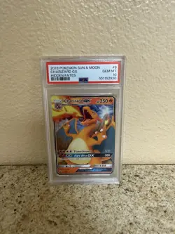 2019 Pokemon Sun & Moon Hidden Fates Charizard GX 9/68 PSA 10 GEM MINT - Image 1