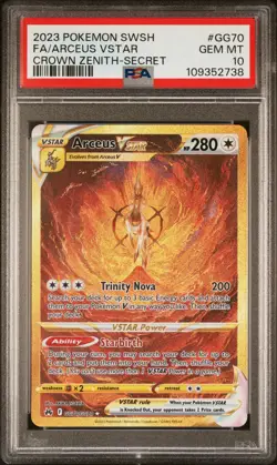 PSA 10 GEM MINT Arceus VSTAR (Secret) #GG70 Crown Zenith Full Art Holo Pokemon - Image 1