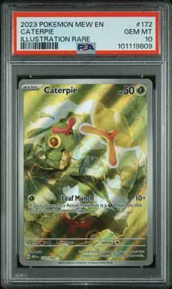 Pokemon TCG Caterpie Illustration Rare 172/165 Scarlet & Violet 151 PSA 10 - Image 1