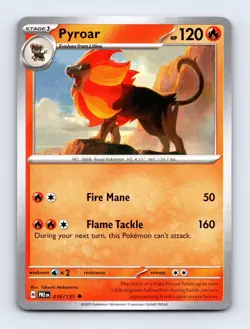 (2x PlaySet) Pyroar 016/131 SV: Prismatic Evolutions Non Holo PokÃ©mon NM/NP Card - Image 1