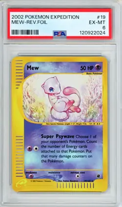 2002 Pokemon Expedition Mew Reverse Holofoil 19/165 PSA 6 - Image 1