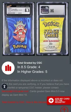 CGC 8.5 - 2001 TOPPS POKEMON JOHTO LEAGUE CHAMPIONS DIE-CUT   #15 SLOWKING - Image 3