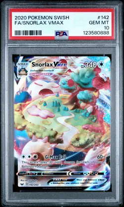 2020 POKEMON SWORD & SHIELD #142 FULL ART/SNORLAX VMAX PSA 10 - Image 1