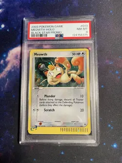 2003 Pokemon Game Meowth Black Star Promo Holo Card #013 PSA 8 - Image 1