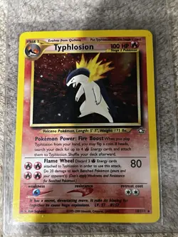 PokÃ©mon TCG Neo Genesis Typhlosion Card 18/111 Unlimited Holo Rare Vintage - Image 2