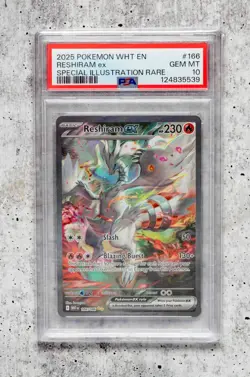 2025 POKEMON WHT EN-WHITE FLARE SPECIAL ILLUSTRATION RARE RESHIRAM EX PSA 10 - Image 1