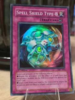 1st Edition Holo â˜„ï¸ YuGiOh SPELL SHIELD TYPE-8 Super Rare ** MFC-043  ** NM/VLP - Image 1