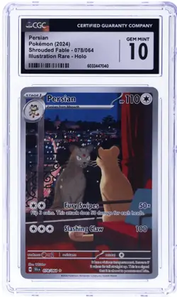CGC 10 Persian 078/064 Illustration Rare - Shrouded Fable - Pokemon TCG - Image 1