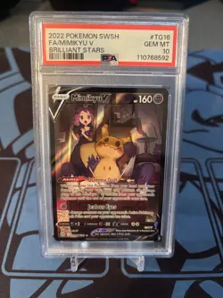 2022 Pokemon SWSH Brilliant Stars Trainer Gallery TG16 Mimikyu Full Art V PSA 10 - Image 1