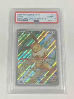 2025 Pokemon Prismatic Evolutions ETB Promo Eevee Full Art #173 PSA 10 Gem Mint - Image 1