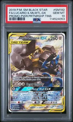 PSA 10 LUCARIO & MELMETAL GX SM192 BLACK STAR PROMO TAG TEAM SUN & MOON POKEMON - Image 1