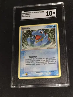 Pokemon EX Unseen Forces Totodile Card 78/115 Portuguese Sgc Gem Mint 10 - Image 1