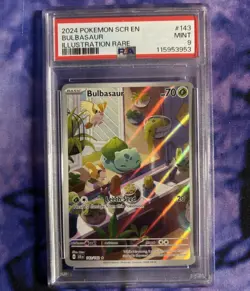 Mint PSA 9 Graded Pokemon Card Bulbasaur #143/142 IR Stellar Crown 2024 - Image 1