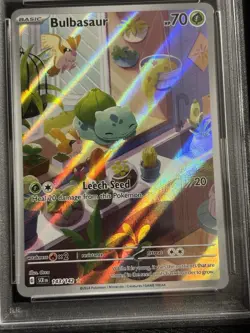 Mint PSA 9 Graded Pokemon Card Bulbasaur #143/142 IR Stellar Crown 2024 - Image 4