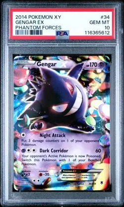 PSA 10 GENGAR EX 34 XY PHANTOM FORCES POKEMON GEM MINT - Image 1