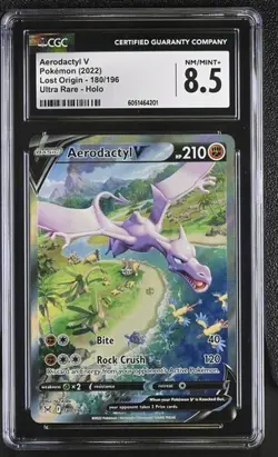 CGC 8.5 AERODACTYL V 180 LOST ORIGIN SWORD & SHIELD ALT ART POKEMON NM/ MINT+ - Image 1