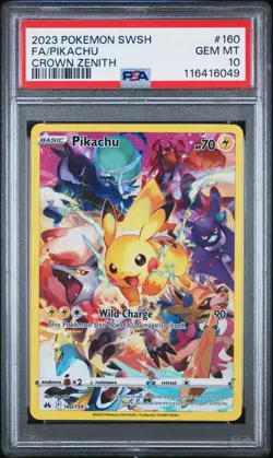 PSA 10 Pikachu 160/159 Crown Zenith Full Art Secret Rare 2023 Holo Pokemon Card - Image 1