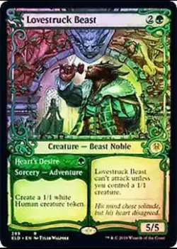 MTG Lovestruck Beast / Heart's Desire 299 R  (Showcase) FOIL Throne of Eldraine - Image 1