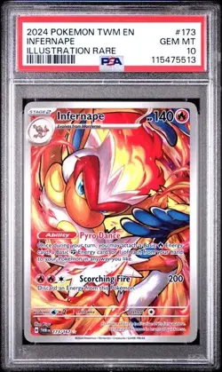 2024 POKEMON TWM EN-TWILIGHT MASQUERADE ILLUSTRATION RARE #173 INFERNAPE PSA 10 - Image 1