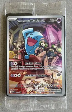 Sealed Pokemon Team Rocket's Wobbuffet 203 Promo SV Scarlet & Violet Rare Card - Image 1