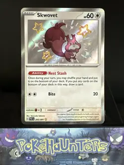 Pokemon Card Skwovet 205/091 Paldean Fates Baby Shiny Holo Rare Near Mint - Image 1