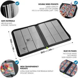Toploader Binder, Trading Card Binder Storage, 252 9 Pocket Top Loader Binder... - Image 5