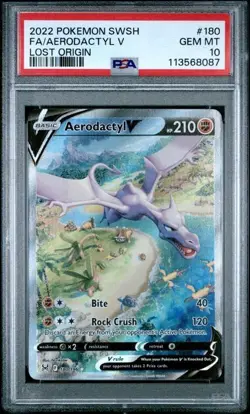 2022 POKEMON SWORD & SHIELD LOST ORIGIN #180 FULL ART/AERODACTYL V PSA 10 - Image 1