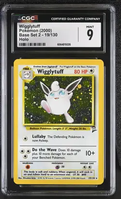 CGC 9 MINT Wigglytuff 2000 Base Set 2 19/130 Holo Pokemon Card psa - Image 1