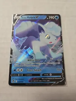 Pokemon Silver Tempest #33 Alolan Vulpix V Rare Holo Card - Image 1