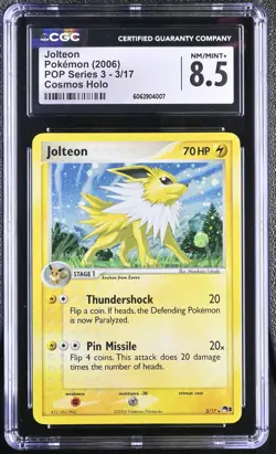 CGC 8.5 Jolteon 2006 POP Series 3 3/17 Cosmos Holo Pokemon Card psa - Image 1