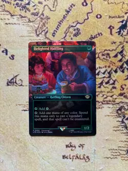 Delighted Halfling Foil Borderless Prerelease Rare Lord of the Rings (LTR) MTG - Image 1