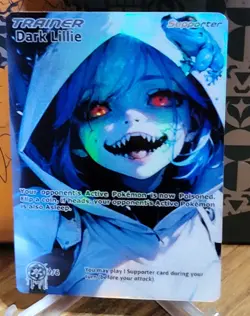 Pokemon Dark Lillie Anima Waifu Sexy DoujinÂ  ACG DIY Trainer Full Art Card Holo - Image 1